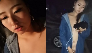 炮友说没在新买的车上玩过,载她兜风顺道满足她的暴露癖~
